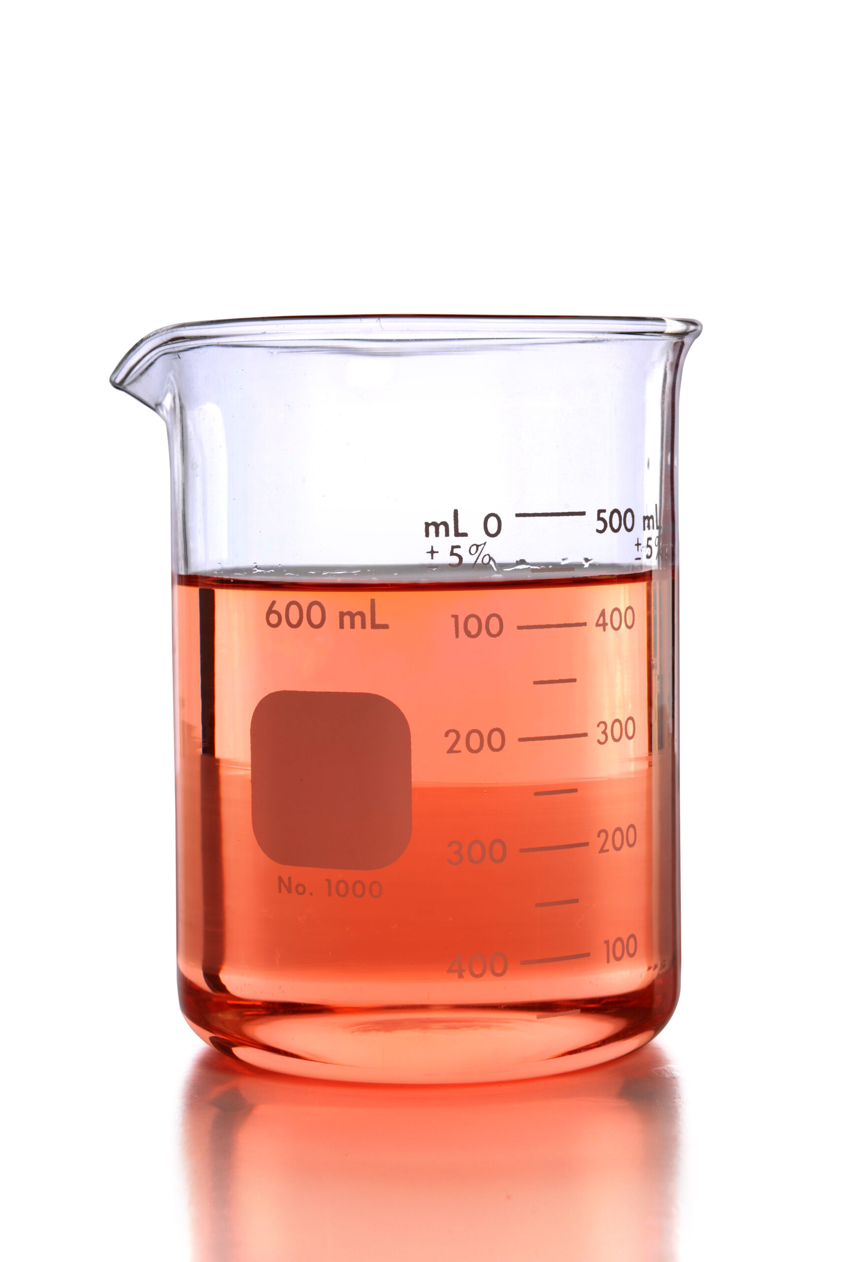 Laboratory,Beaker,With,Colored,Liquid,Over,White,Background,-,With